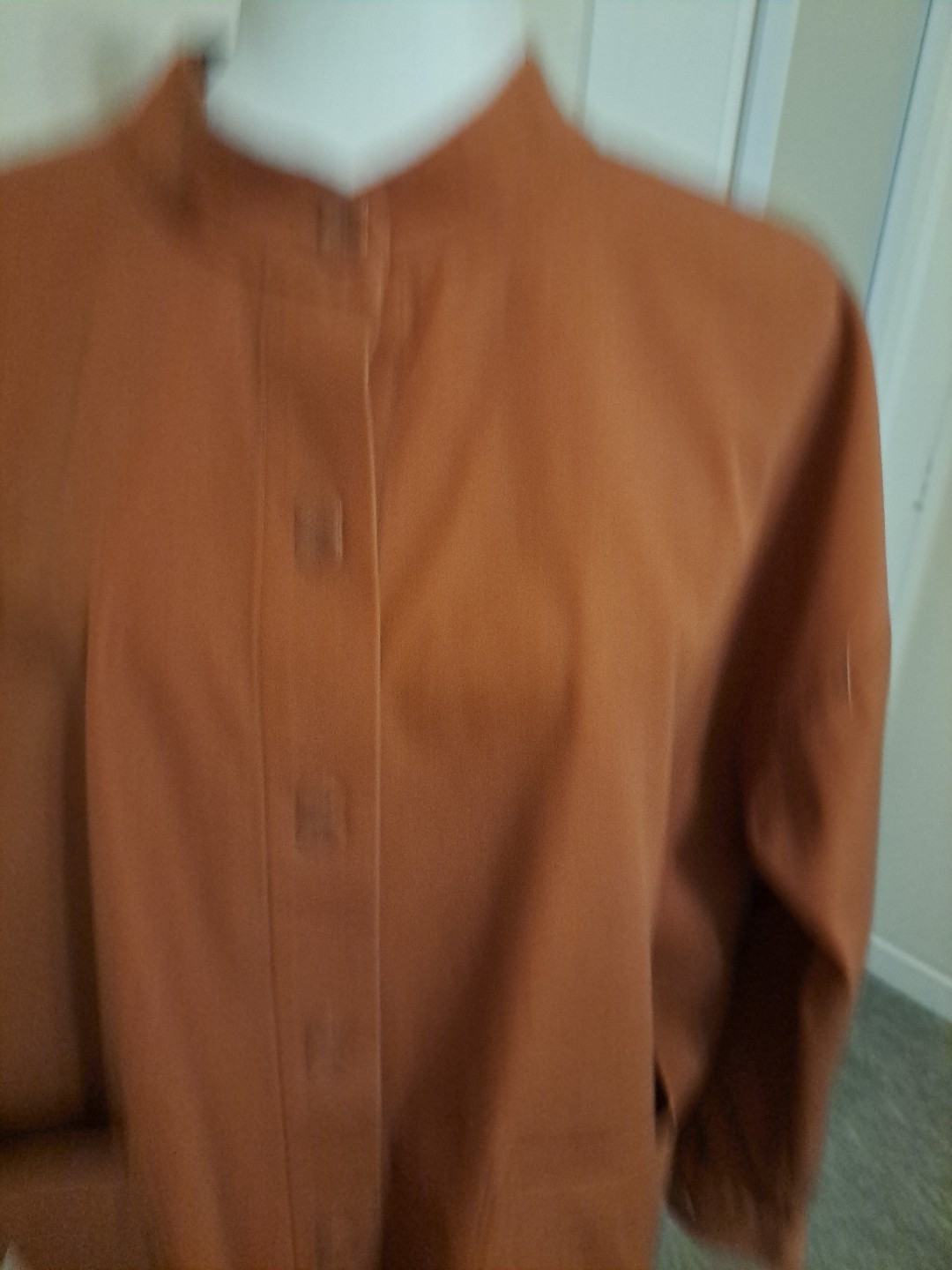 Eileen Fisher Terracotta Mandarin Collar Orga. Cotton M EUC Returns Accepted