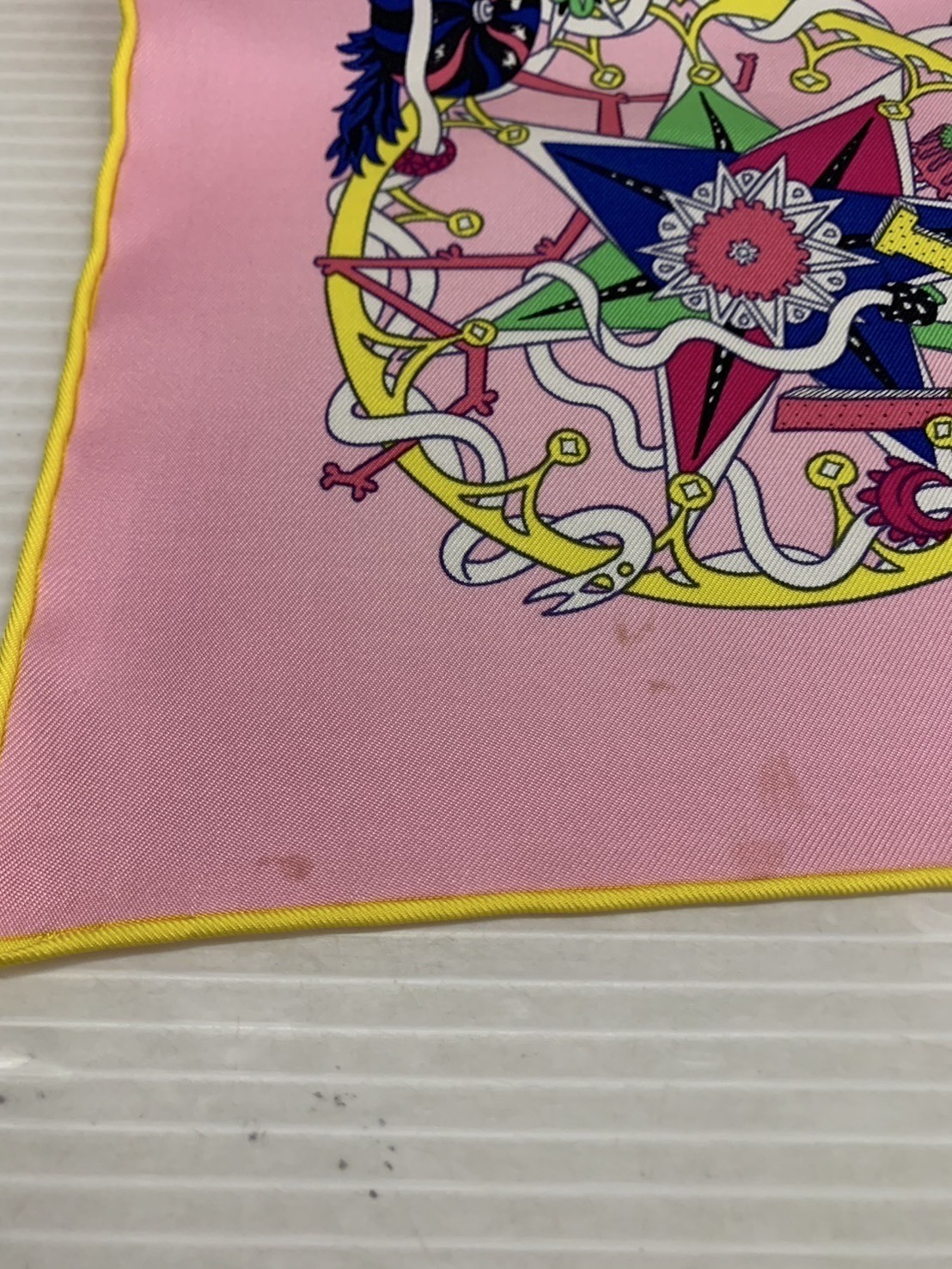 HERMES Carre 90 La Folle Parade Silk Scarf Multicolor Pattern Used