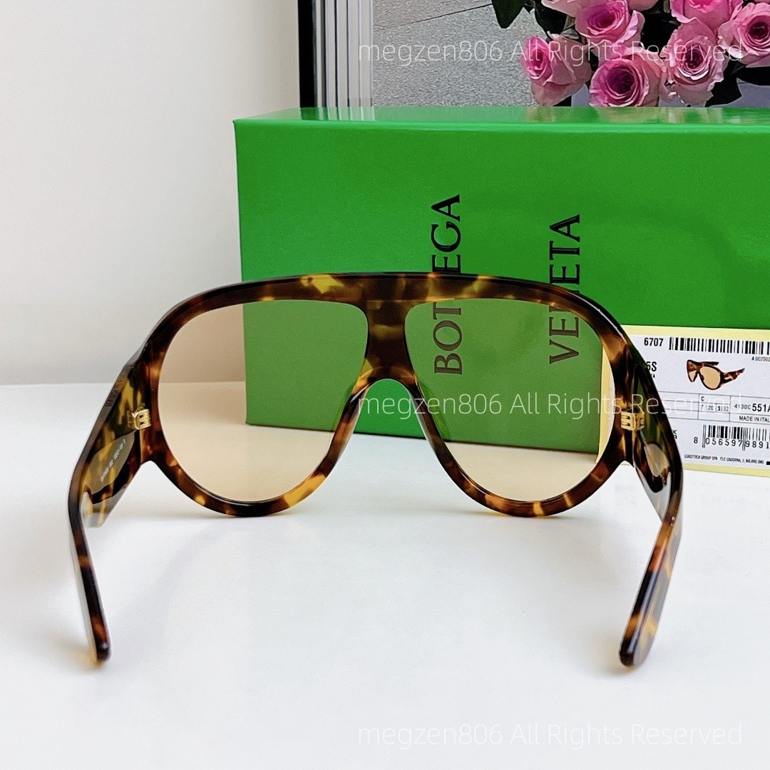 Bottega Veneta BV1345S Sunglasses Women Oversized Amber Tortoiseshell Authentic