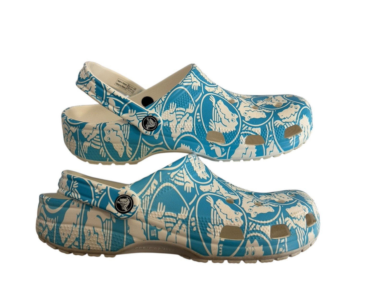 Crocs Crocodile Adult Classic Duke Print Clogs Blue White Women’s 11 Men’s 9