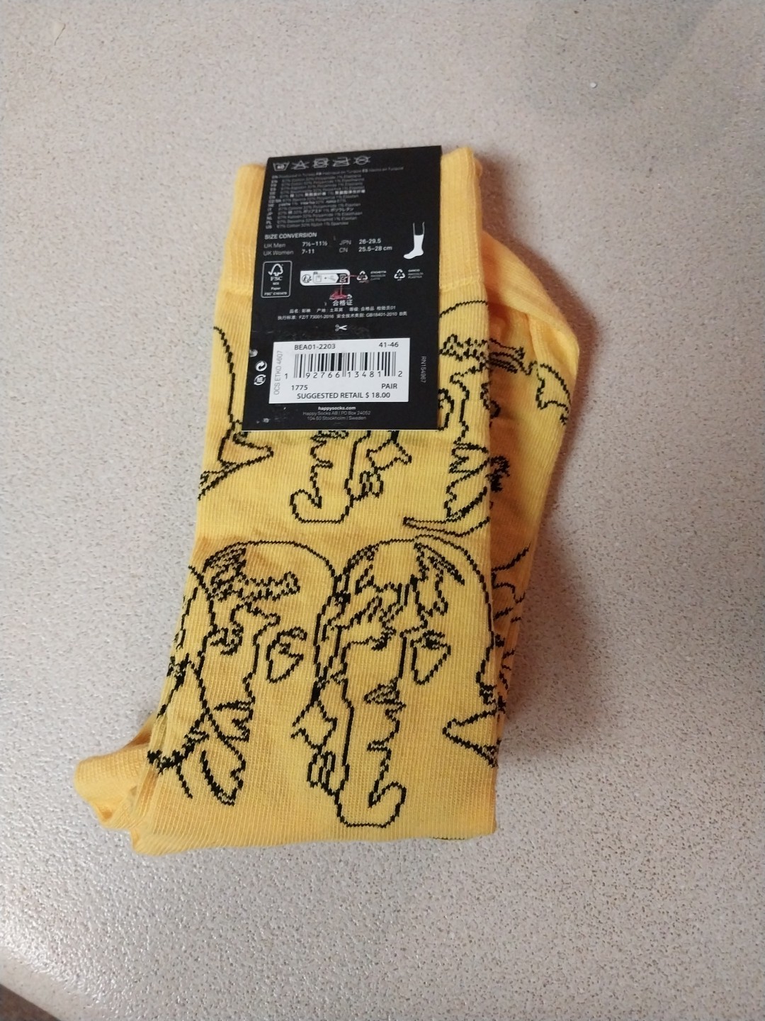 Happy Socks The Beatles Crew Socks Men’s Size 8-12, Women’s Size 10-12.5