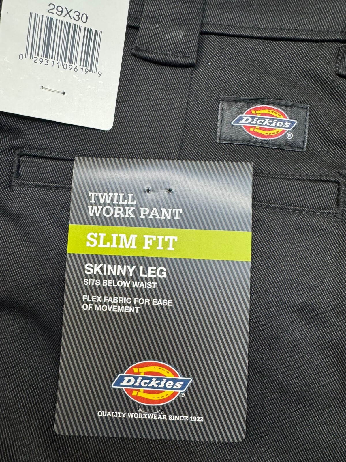 Dickies Men’s Slim Skinny Fit Twill Work Pant, Black