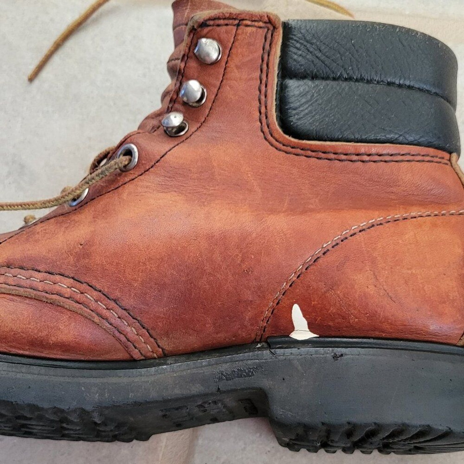 Vintage Red Wing Women’s 7 Leather Lace-Up Work Boots Tuff Toe USA Super Sole