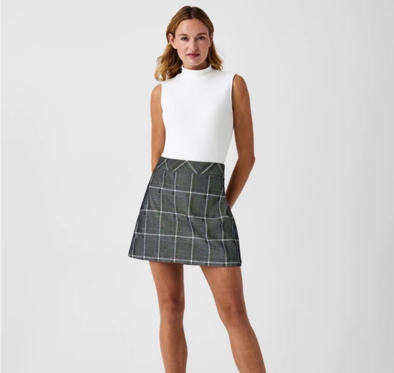 NWT SPANX Women’s Plaid A-Line Mini Skirt XL Academia Chic Capsule Elegant