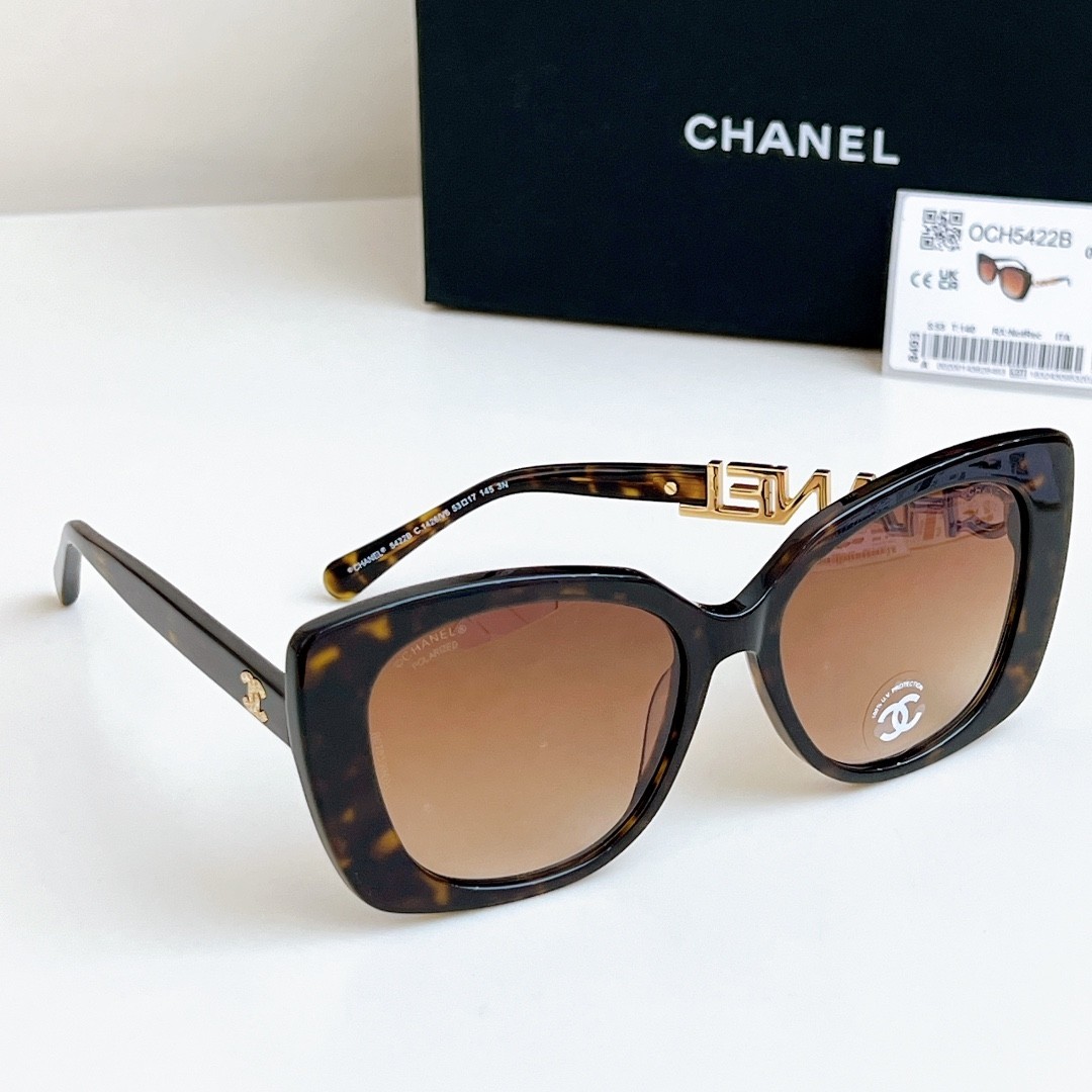 Chanel CH5422 Women Sunglasses Tortoise Brown Lenses Crystal Letter Logo Shades
