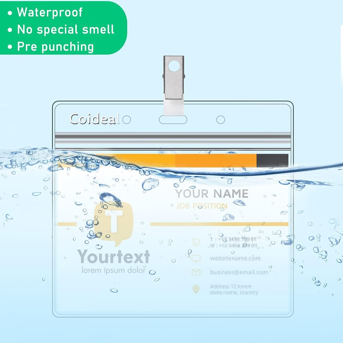 Clear Plastic Horizontal Badge Holder – Coideal 12 Pcs 4.8 x 3.5 inch,