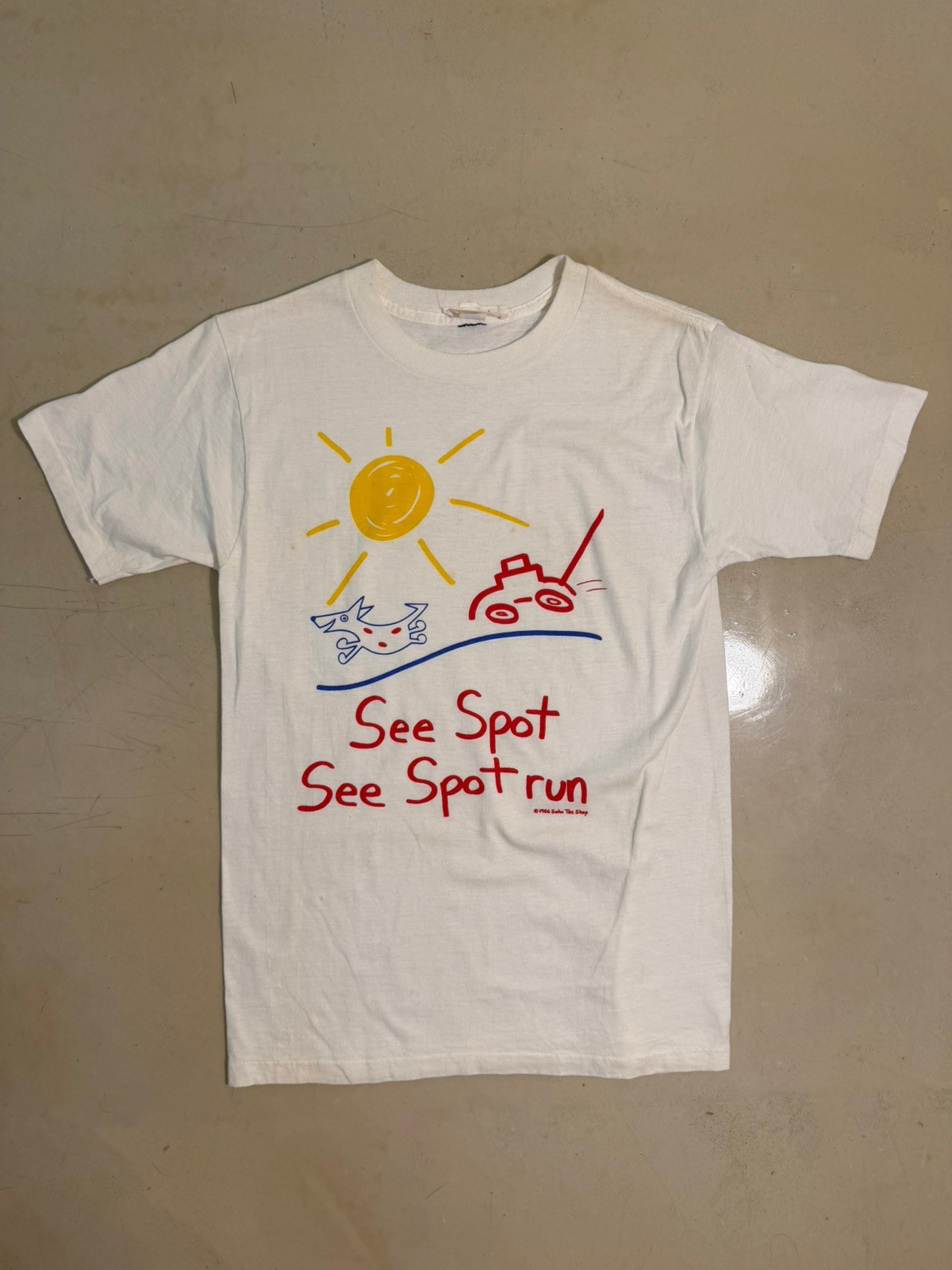 Vintage 1986 See Spot Run T Shirt Medium Soho Tee Shop NYC USA Single Stitch