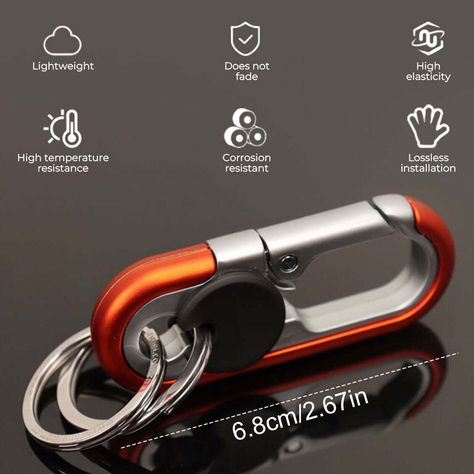 Carabiner Heavy Duty Double Ring KeyChain – locking key ring, key fob holder