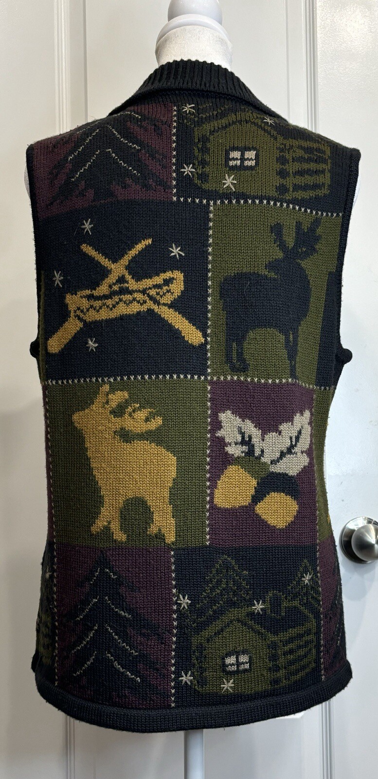 NATURAL REFLECTIONS (VTG) Wool Blend Sweater Vest Med Full Zip Cabincore Nature