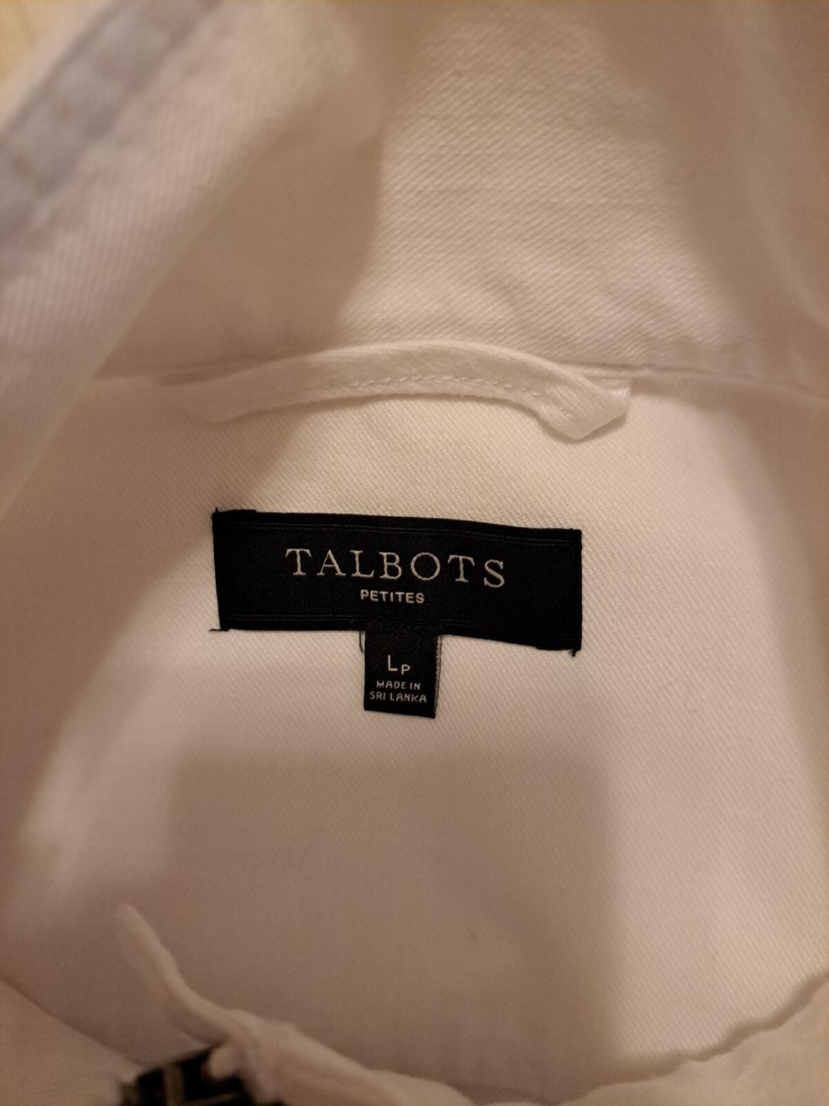 Talbots Casual Cotton Safari Jacket White Petite L EUC Returns Accepted