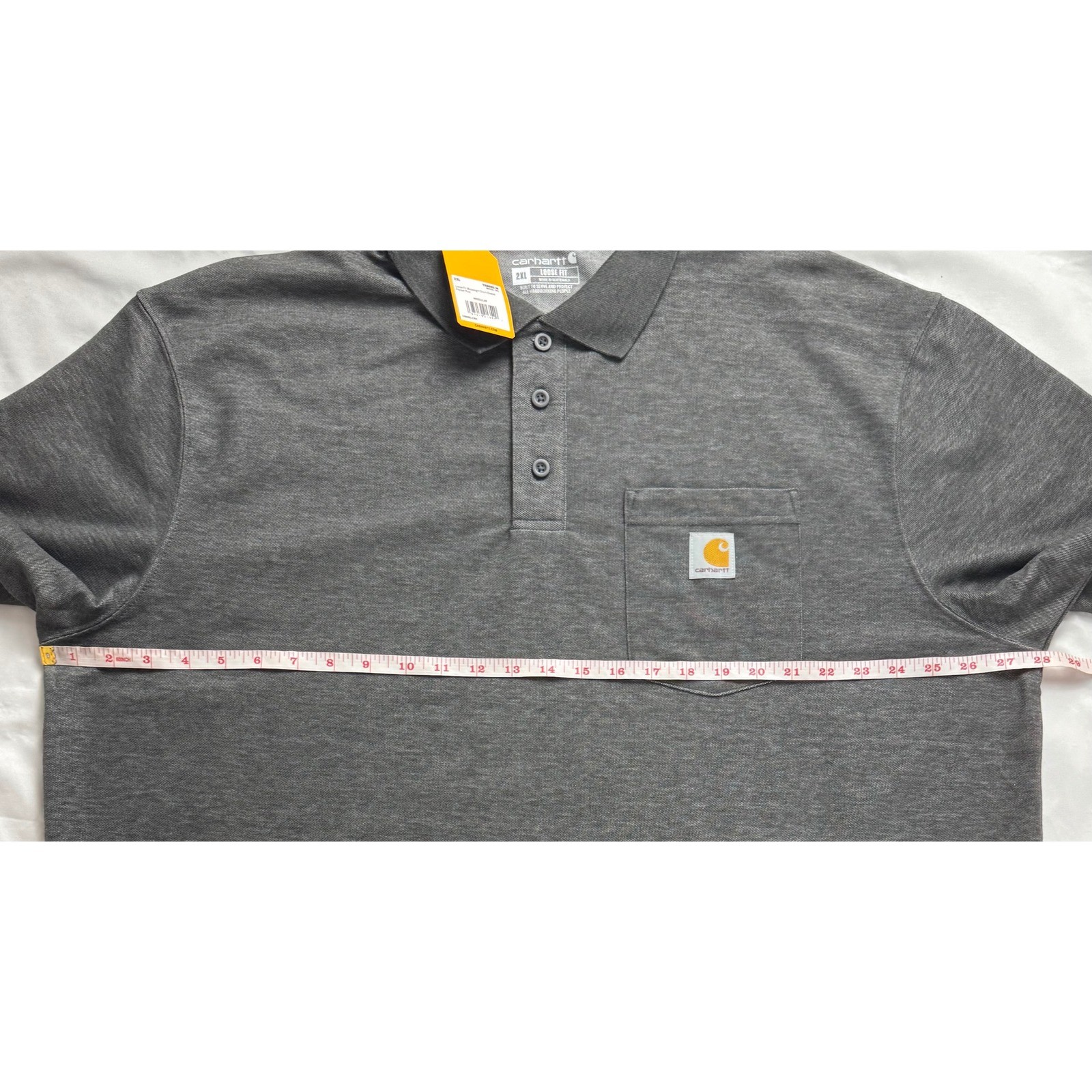 Carhartt Mens 2XL Loose Fit Midweight Short Sleeve Pocket Polo Gray M Irregular