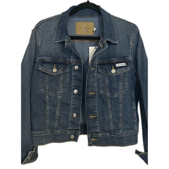 Calvin Klein Women’s Denim Trucker Jacket Medium Wash Blue M NEW