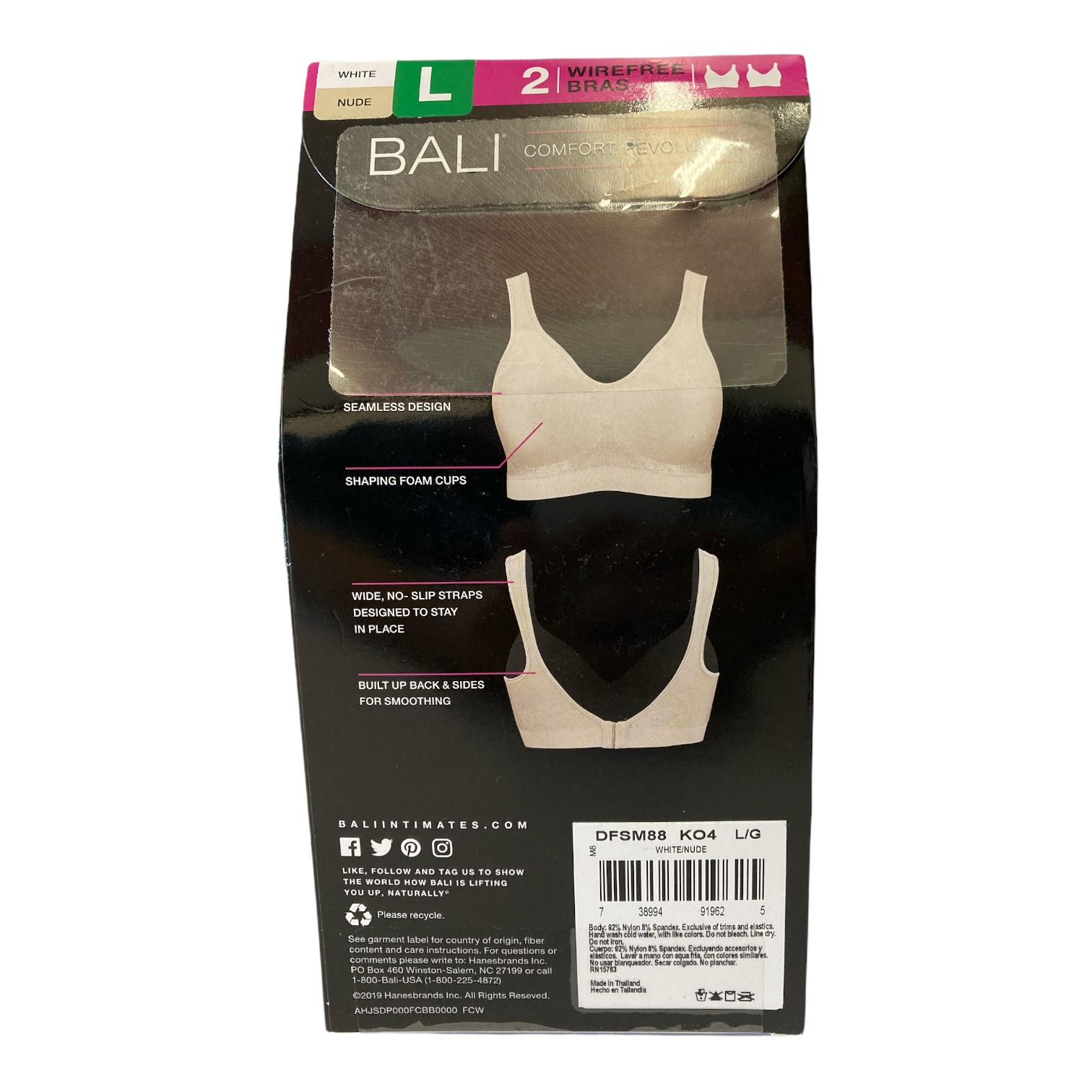 Bali Women’s Comfort Revolution Flexible Wireless Shaping Bra, 2 Pack