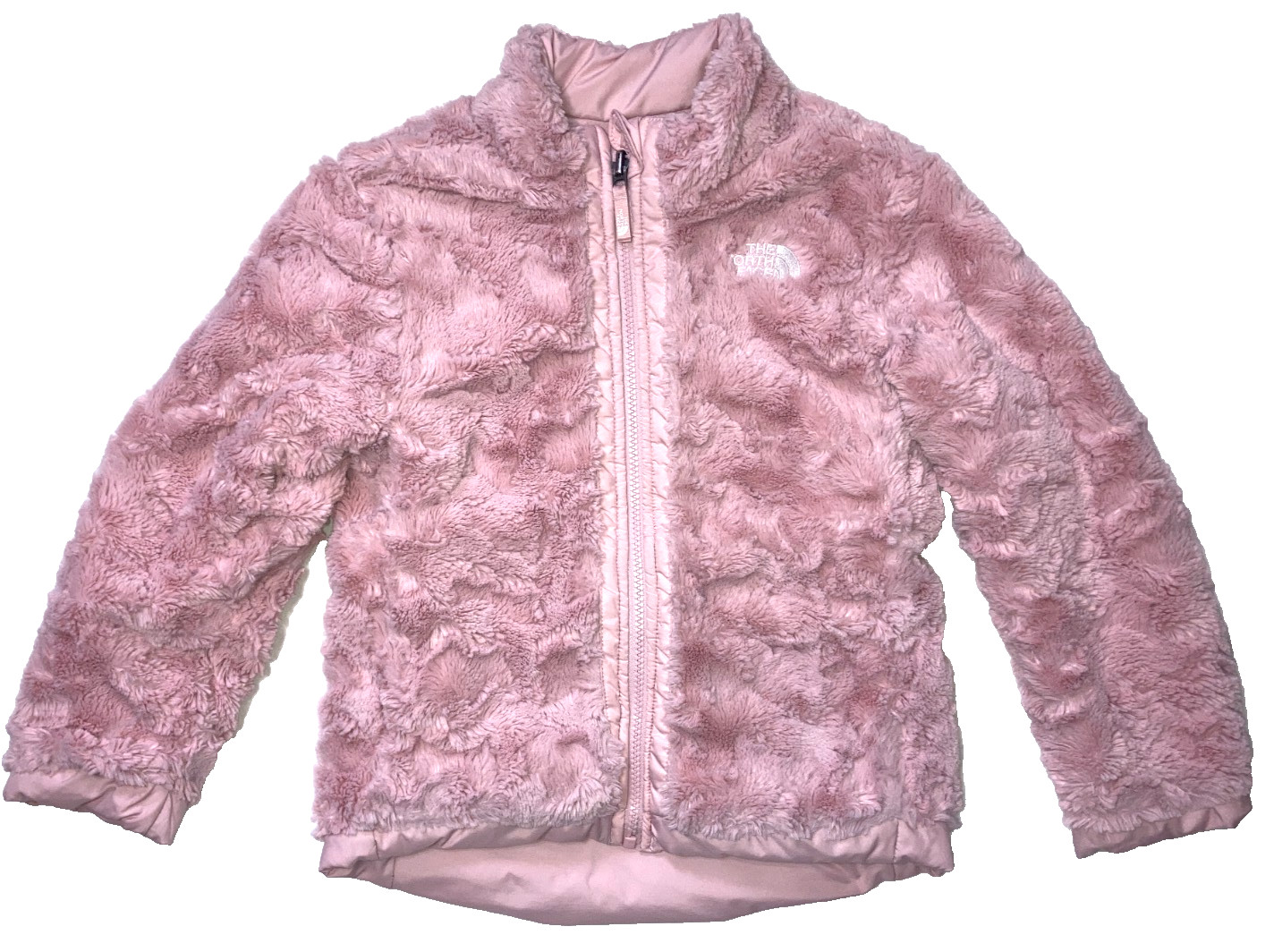 North Face Girls Reversible Mossbud Swirl Puffer Jacket Pink XS 6