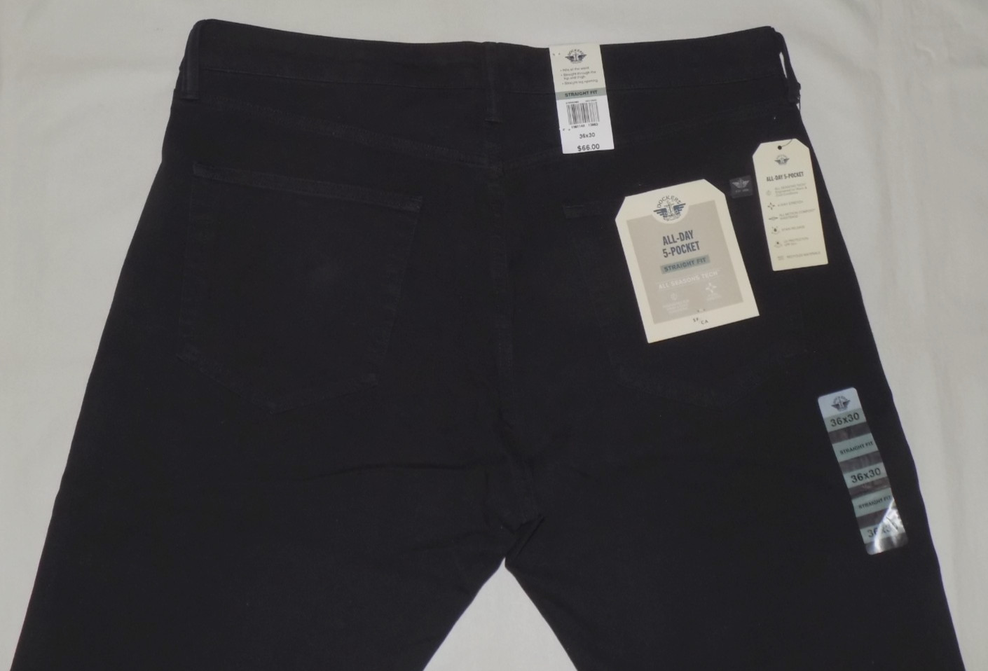 DOCKERS Men’s All-Day 5-Pocket Straight Fit Pants All Seasons Tech Black 36X30
