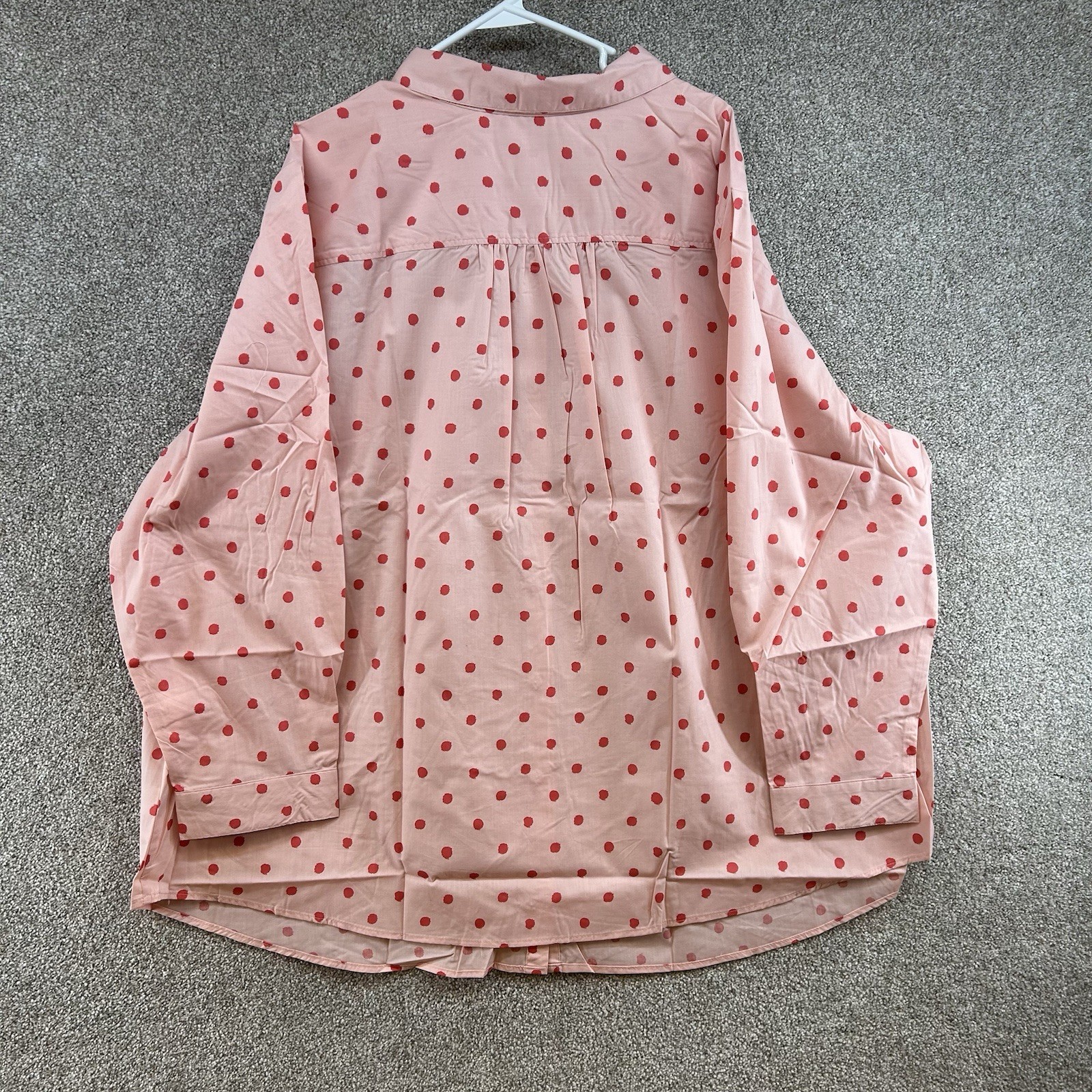 NWOT Roman’s Women’s Button Front Shirt Size 36W Pink Red Polka Dot Blouse Plus