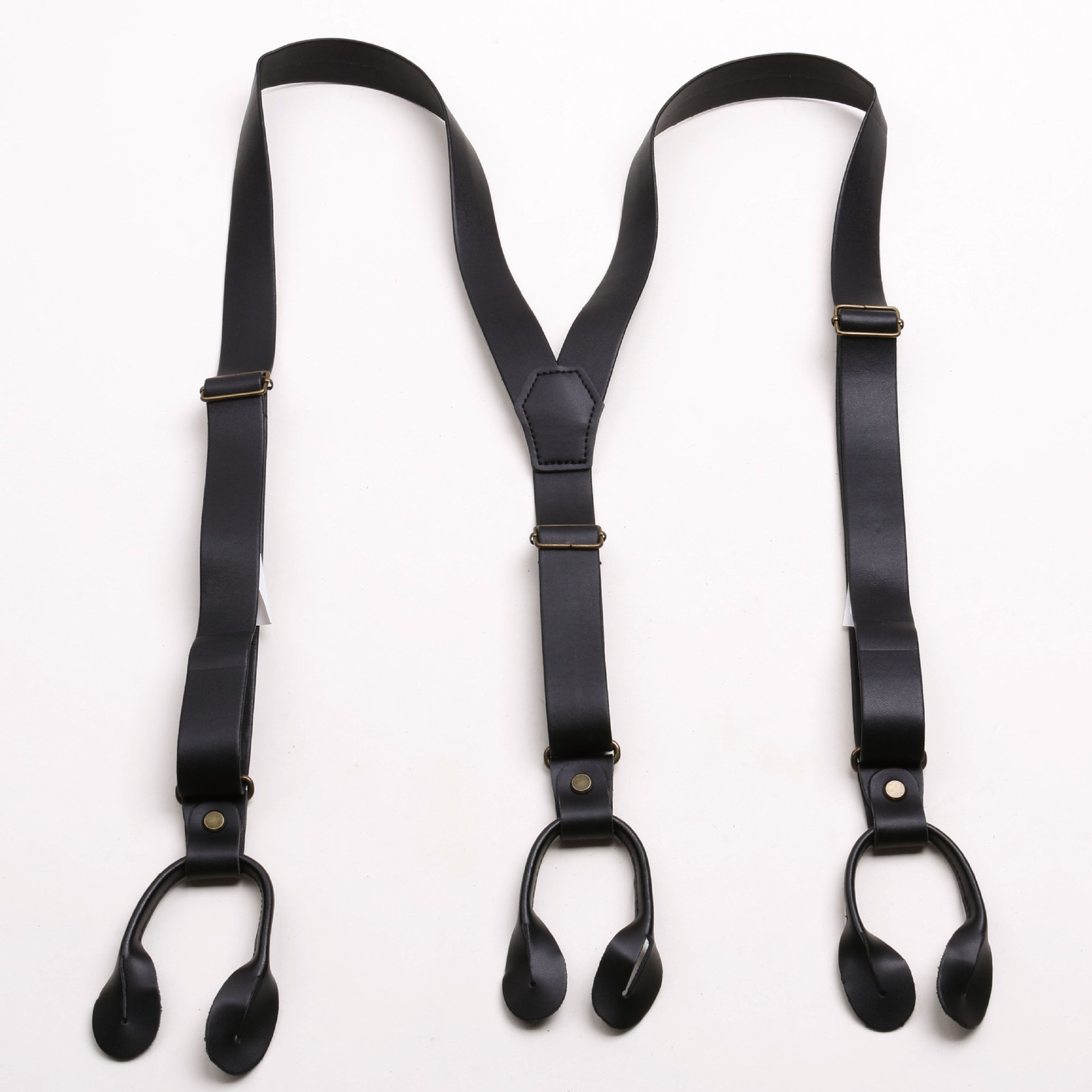Adjustable Soft leather shoulder belt button style design mens Suspenders