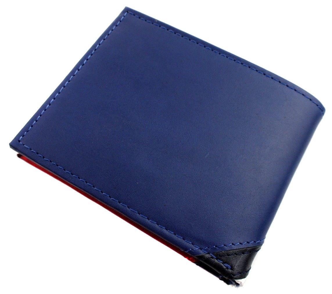Tommy Hilfiger Men’s Leather Wallet Passcase Billfold Red Navy 31TL22X051