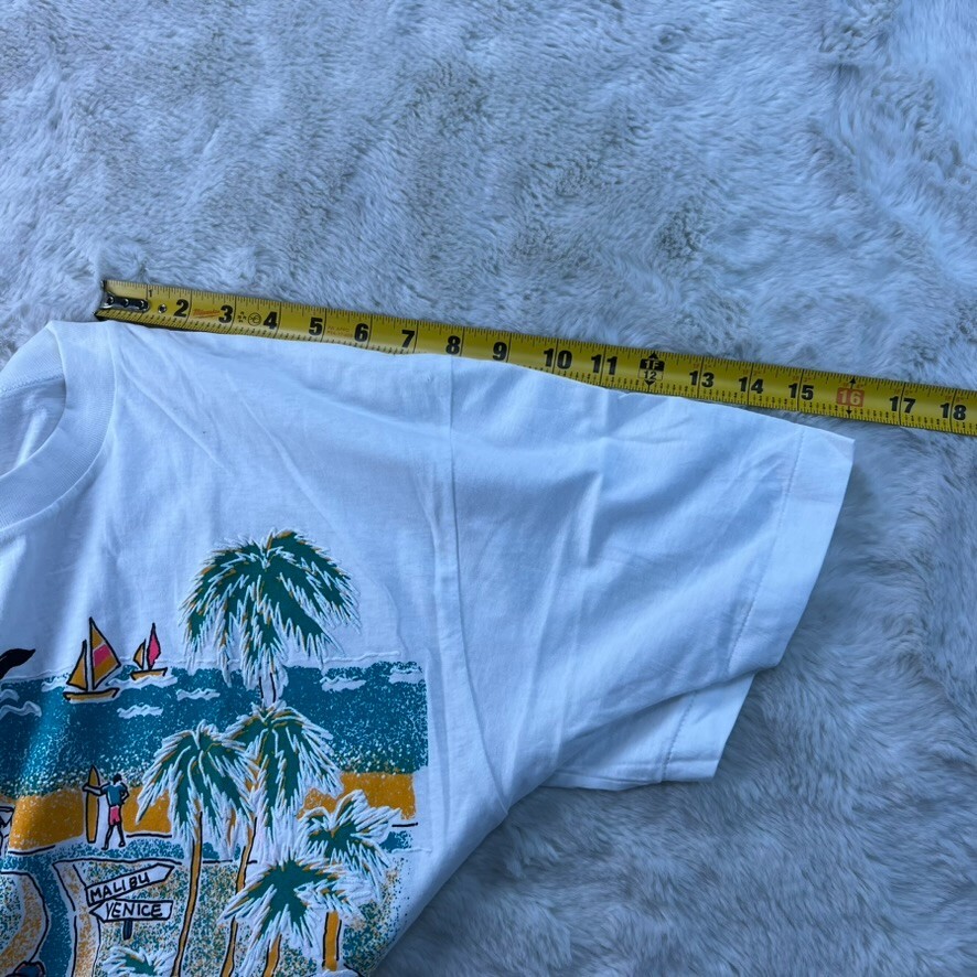 Vintage J. Screen Printers 1992 Mens XL White Venice Malibu California T-Shirt
