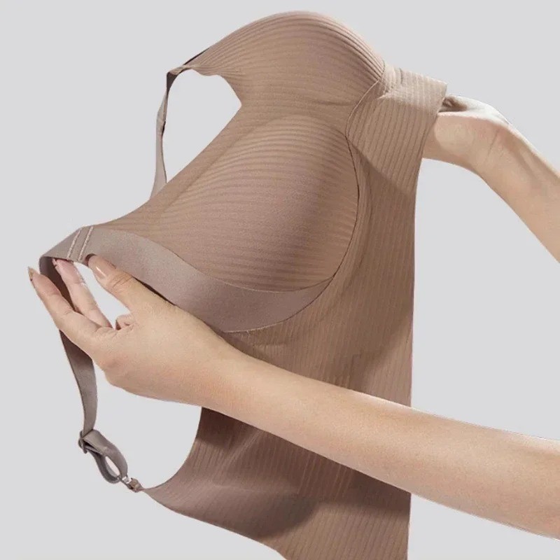 Anti-Sagging Nylon Full Cup Design Seamless Side Support Bra Soft Bralette No