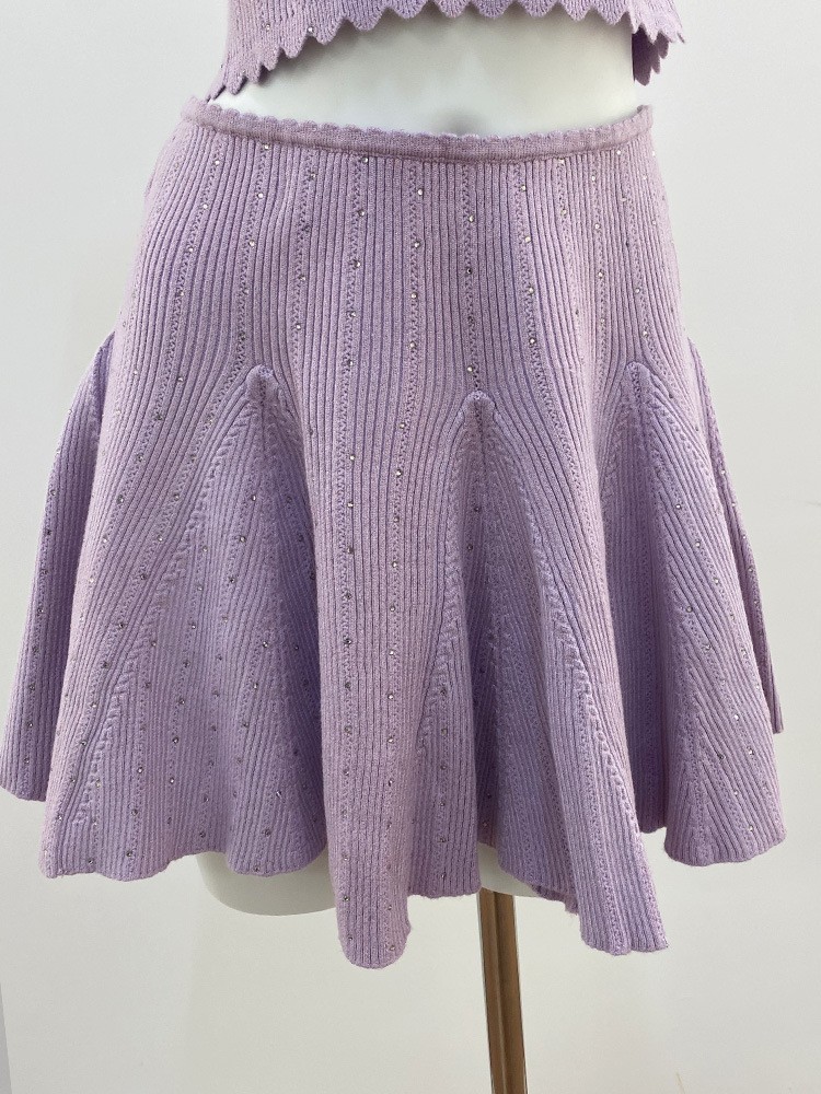 🎁🎁AUTHENTIC Sandro Women Sweet Round Neck Knit Purple Vest Skirt Suit Tops SML