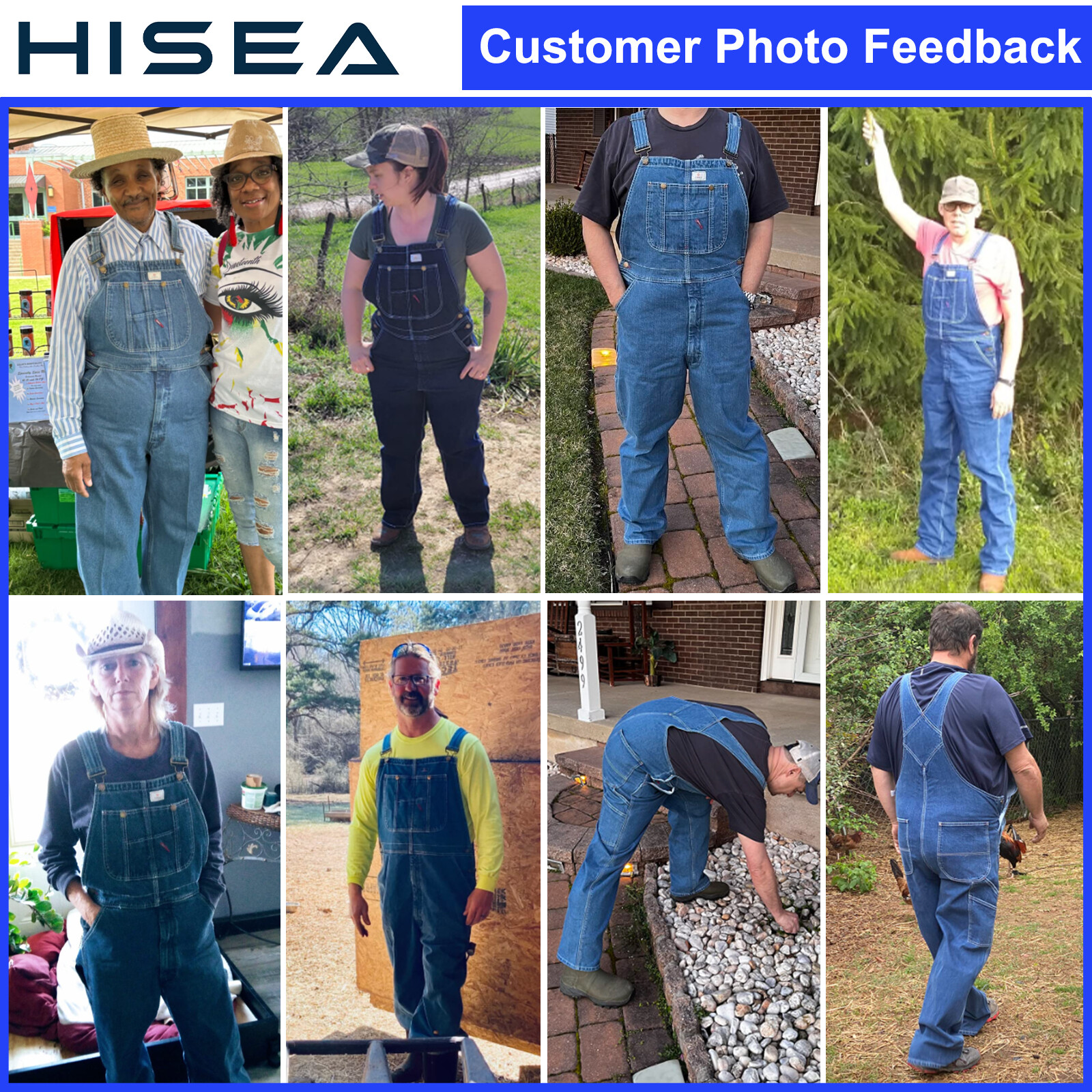 HISEA Men Bib and Brace Dungaree Overalls Heavy Duty Workwear Coveralls Jumpsuit