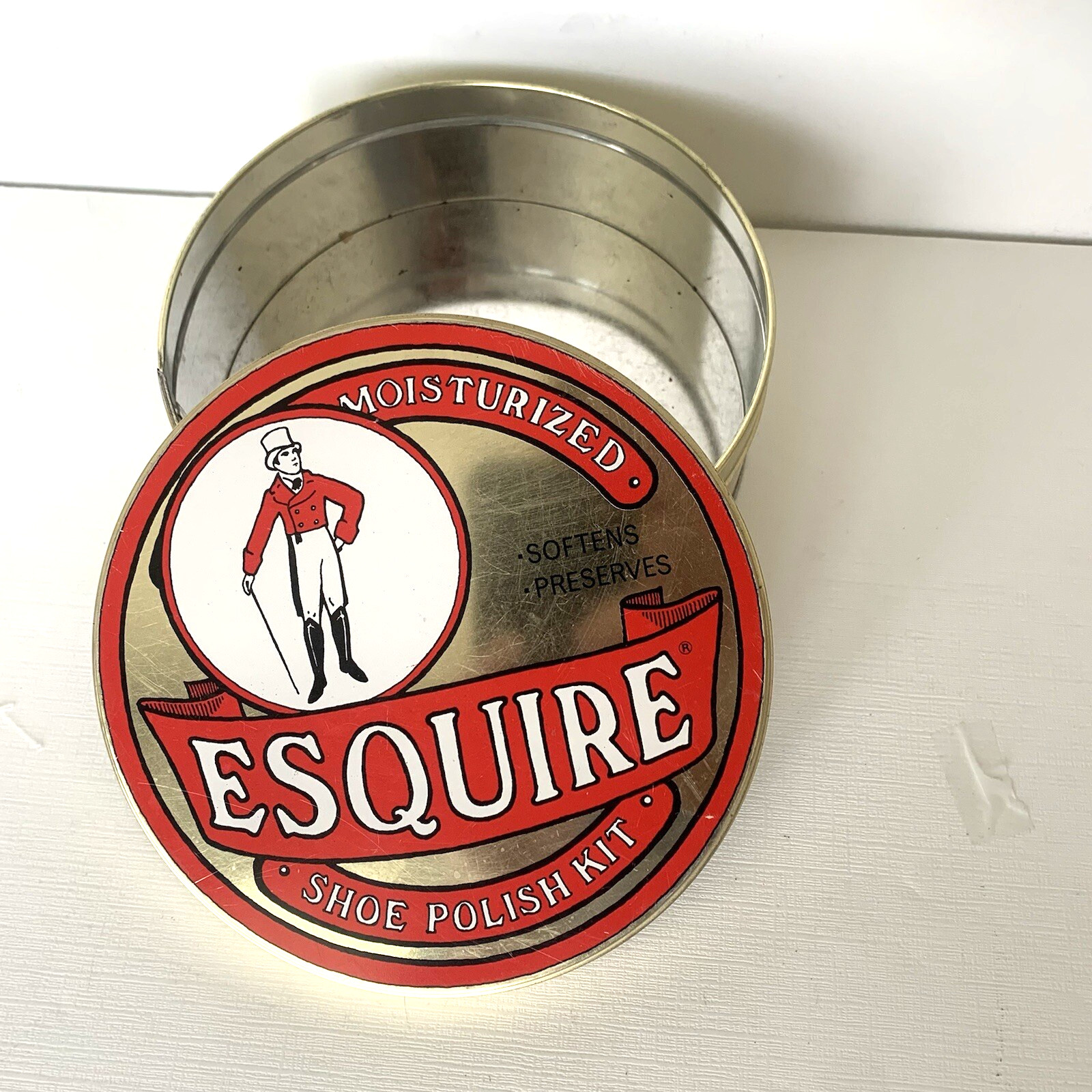 Vintage Esquire Shoe Polish Tin Advertising Collectible Made in England