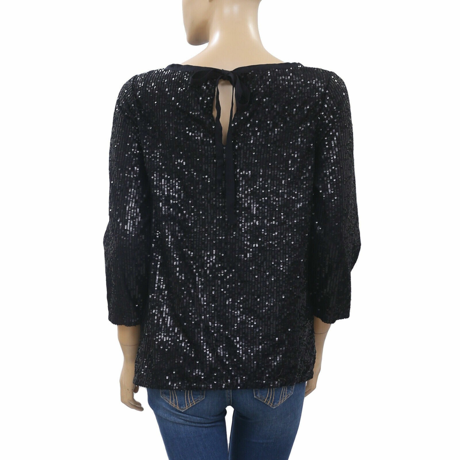 Semicouture Sequin Embellished Blouse Top Cocktail Evening Black S NEW 205327