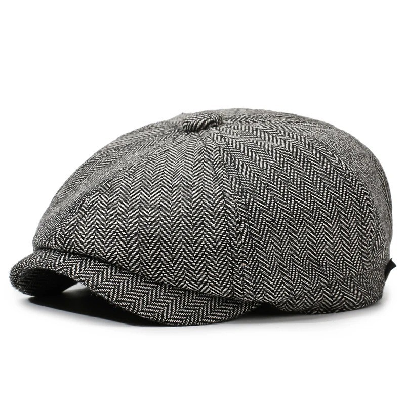Newsboy Hat Flat Cap Driver Herringbone Tweed Plain Wool Baker Boy Classic Golf
