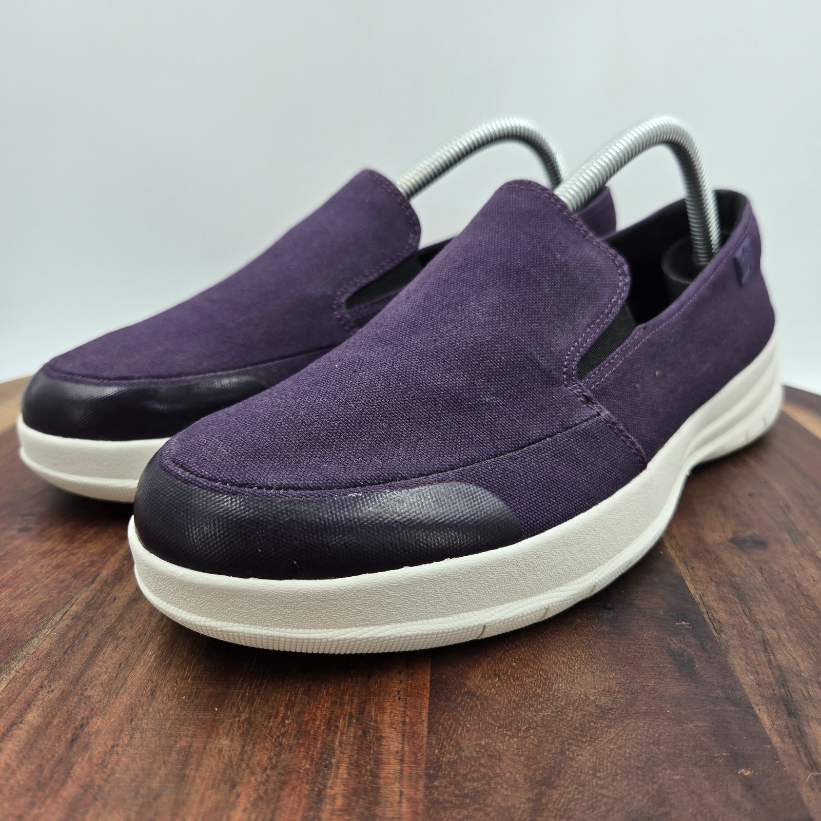 FitFlop Sporty Pop Skate Shoes Women’s 8.5 Purple White Comfort Slip On Sneakers