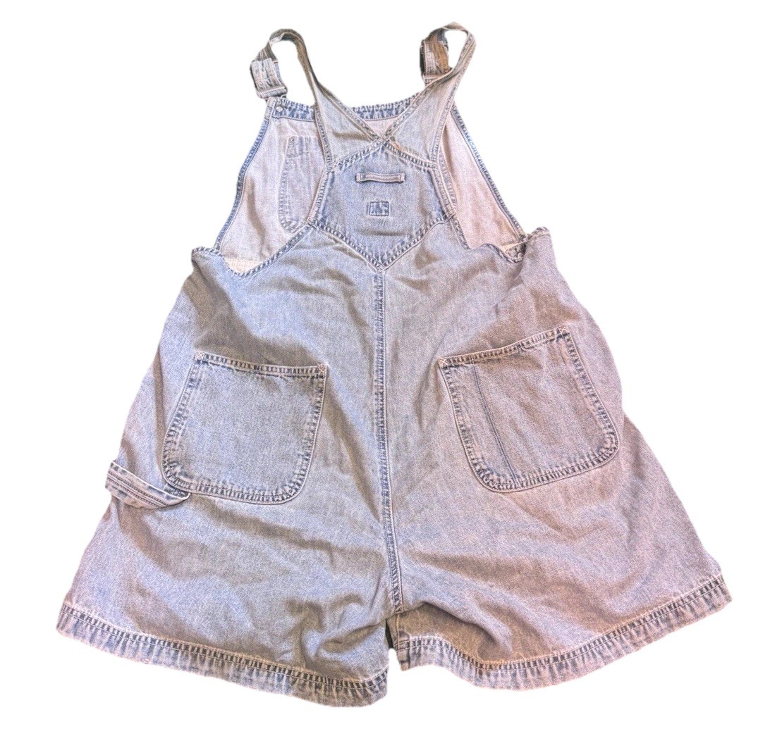 Gap 100% Cotton Vintage Women’s L Denim Shortalls Lightwash Relaxed One Piece