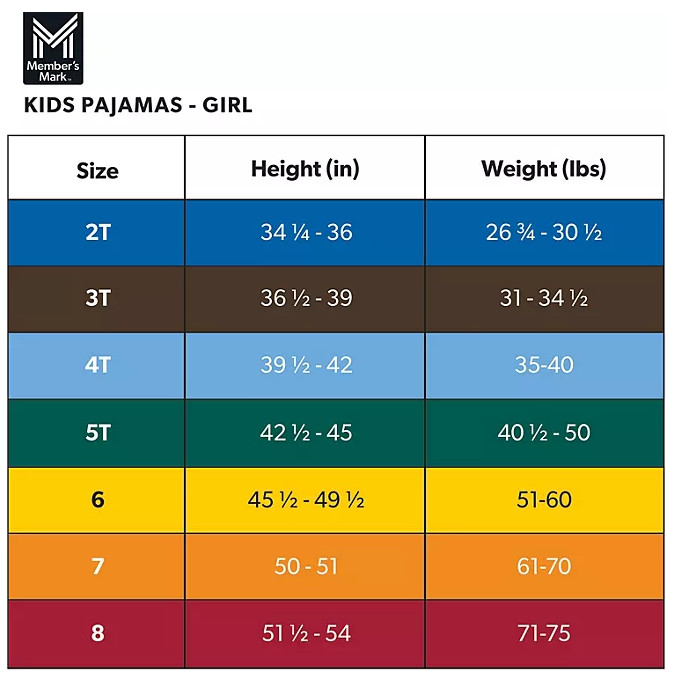 Member’s Mark Toddler & Girls 4-Piece Organic Cotton Pajama Set