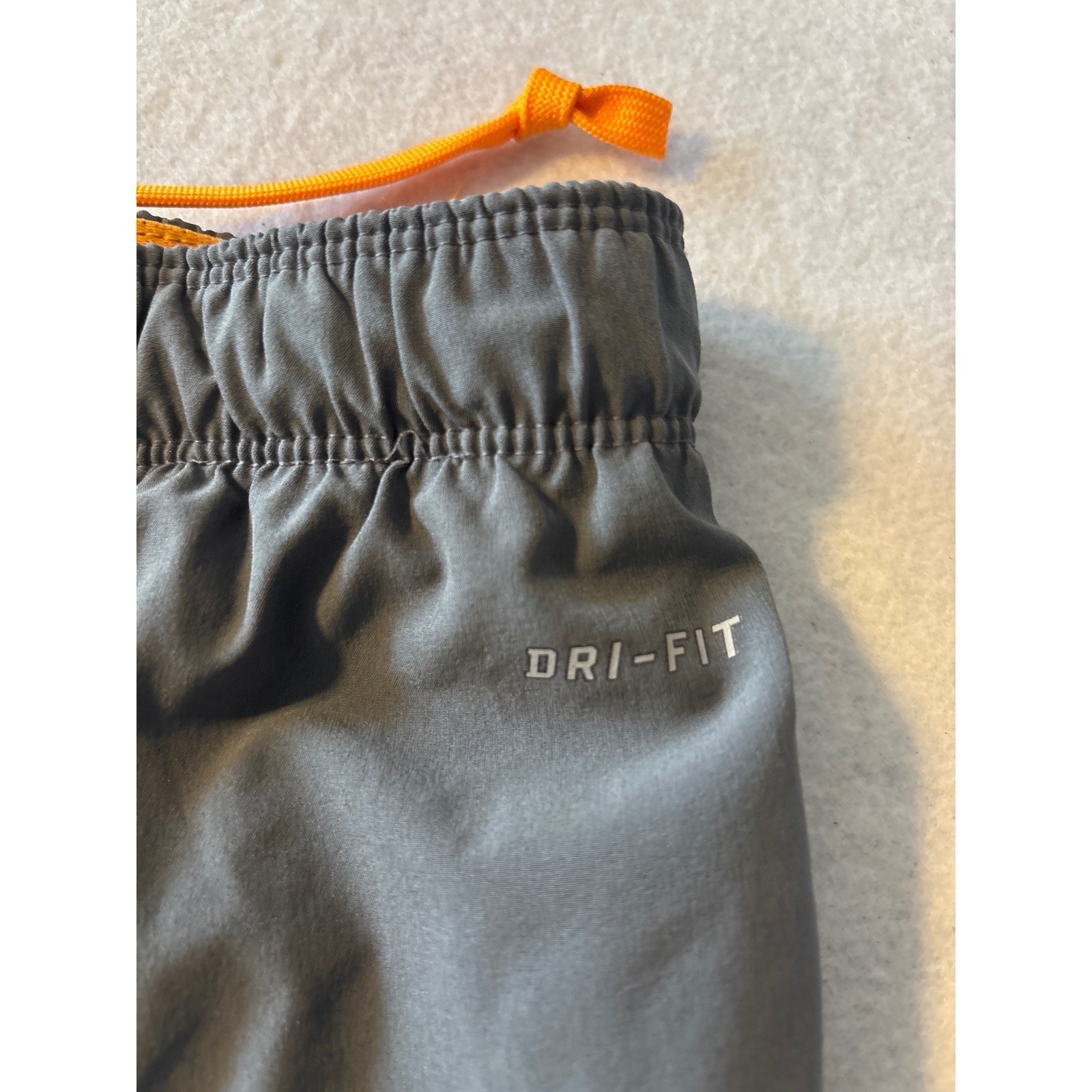 Nike Mens Dri-FIT Running Shorts Charcoal Grey Orange XL Just Do It Waistband