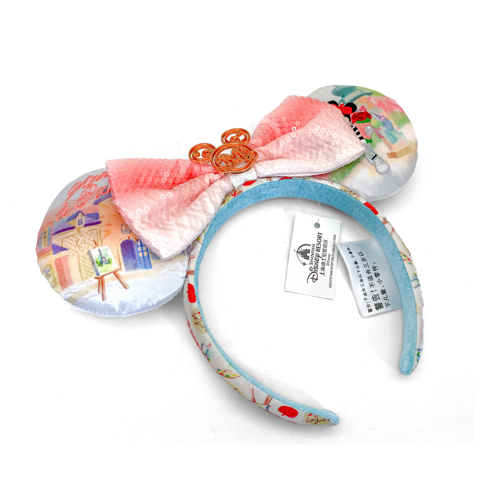 Disney-Park’s Epcot France Paris Minnie Mickey Mouse Ears Bow Headband Rose US