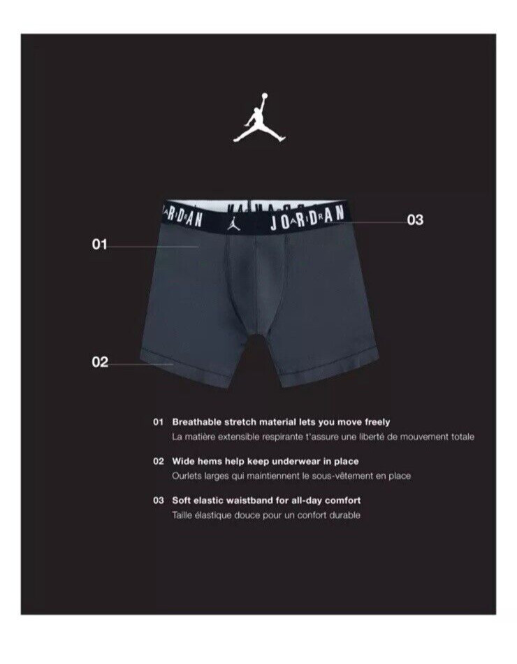NWT. Jordan. 2 Pack. Flight Microfiber Boxer Briefs. Multicolor. MRSP. $38.00