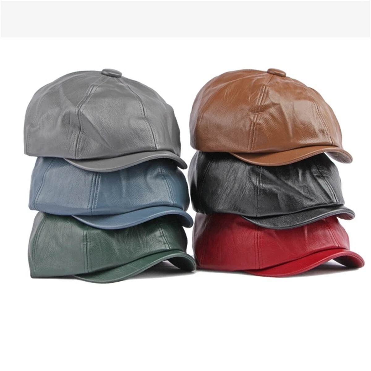 Peaky Blinders Hat Newsboy Flat Cap, Leather Gatsby Baker Boy Driver Cap