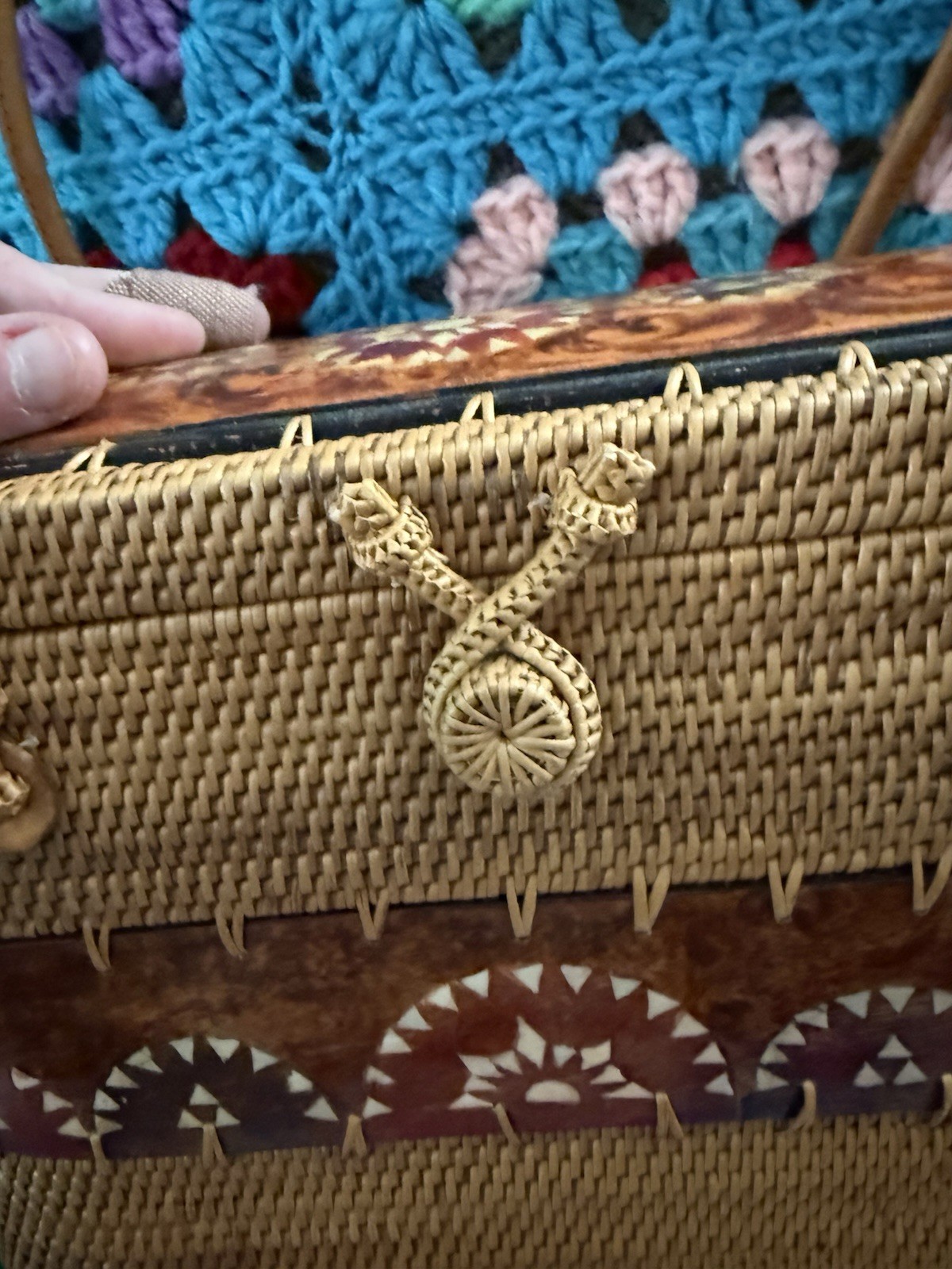 Dewi Tan Bag Medium Double Handles handcrafted woven rattan artisan