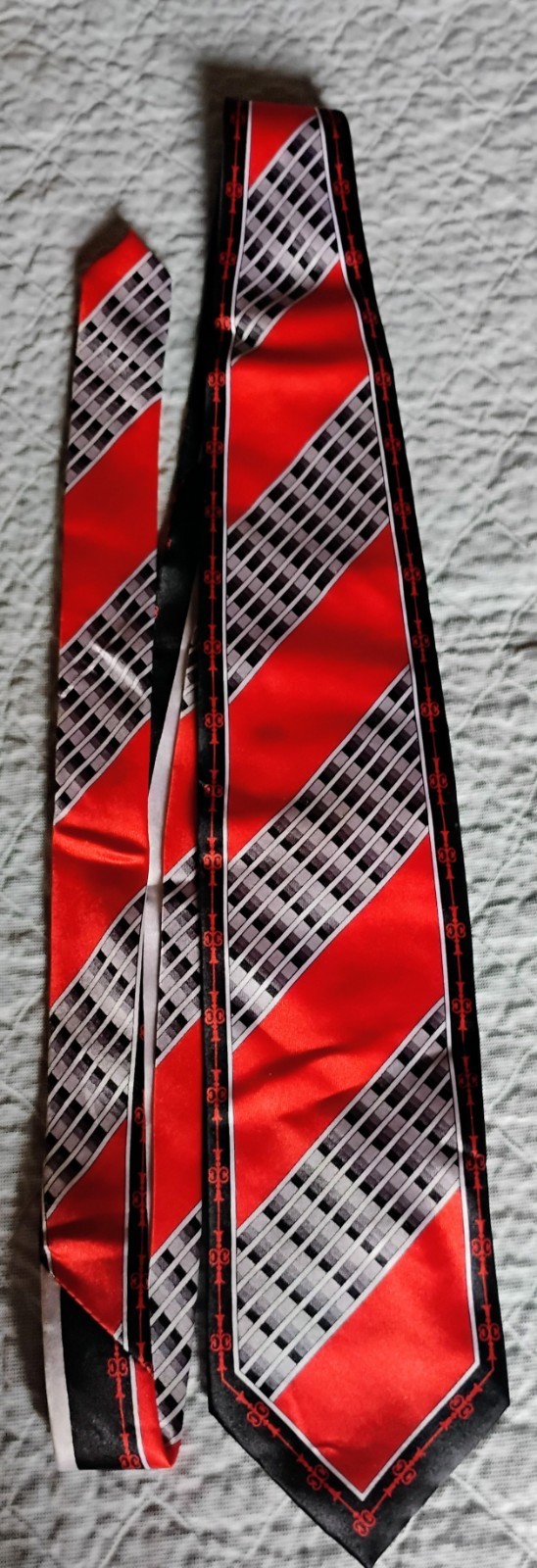 Bruno Conte Men’s Striped Tie Red Black White Gray Diagonal Stripe
