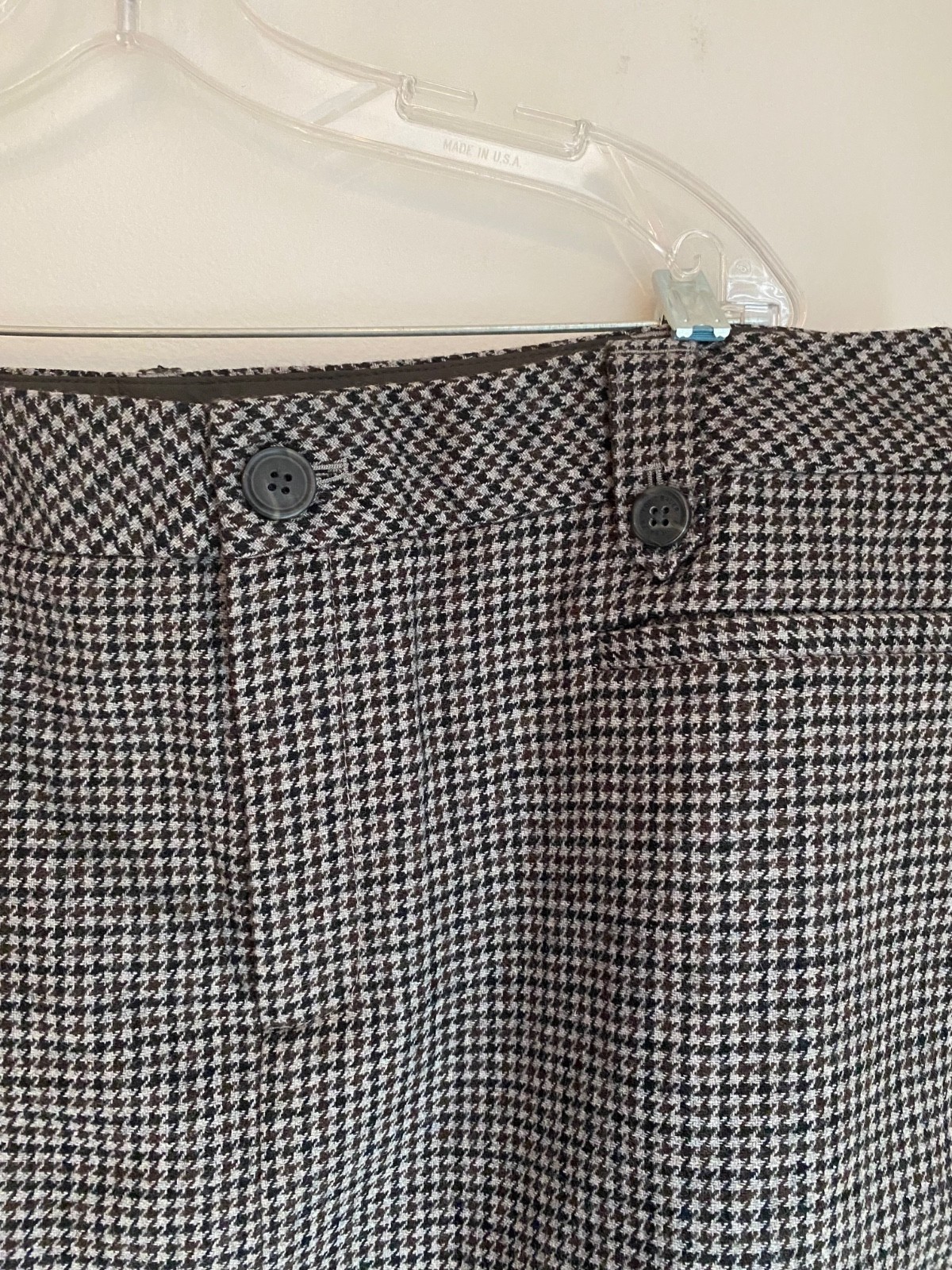 Eddie Bauer Brown Houndstooth Wool Blend Fully Lined Academia Skirt Preppy NEW