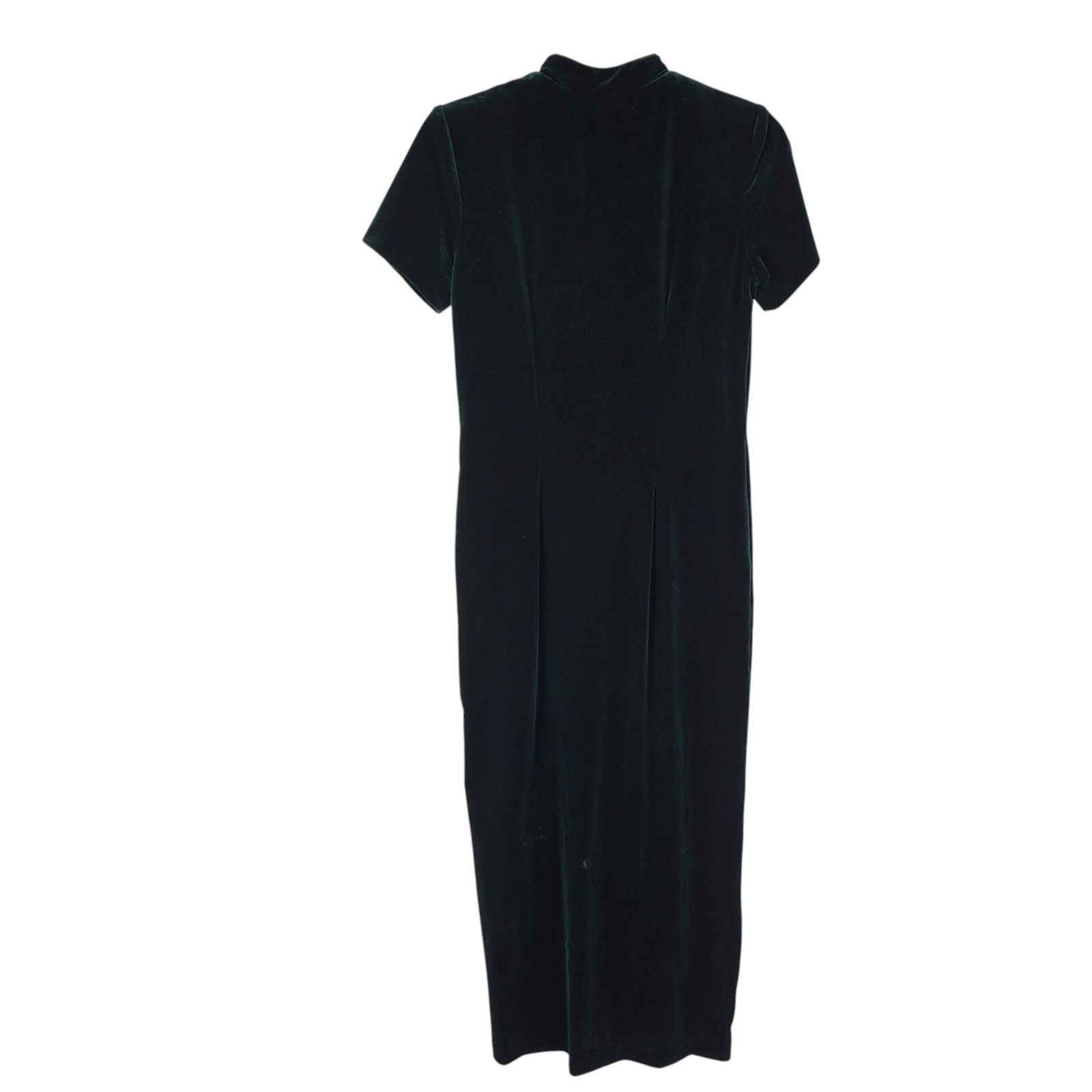 90s Velvet Midi Dress Button Front High Neck Goth Victorian 6P Witchy Academia