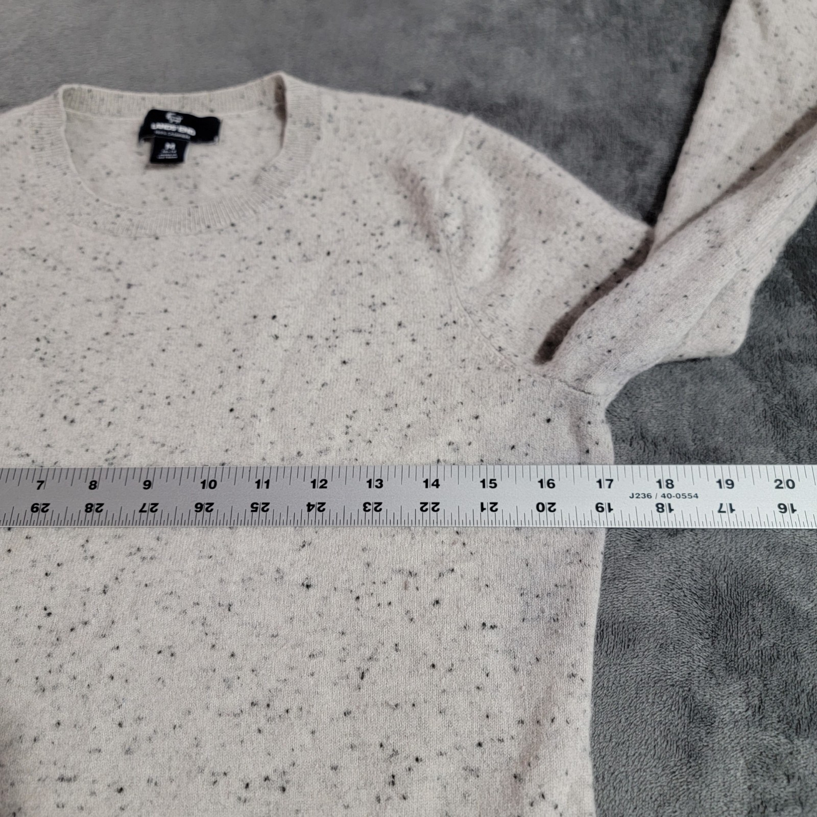 Lands End Cashmere Sweater Women Medium 10-12 Lynx Spotted Long Sleeve Crewneck