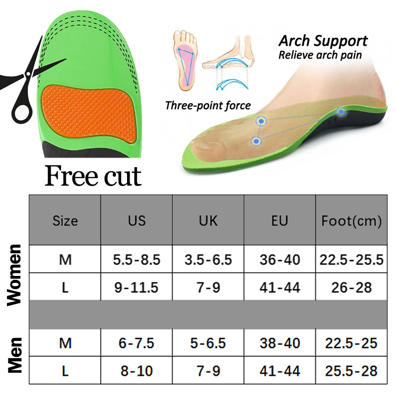 Orthopedic Insoles Shoe Inserts Flat Feet High Arch Support Women Men Foot Pain