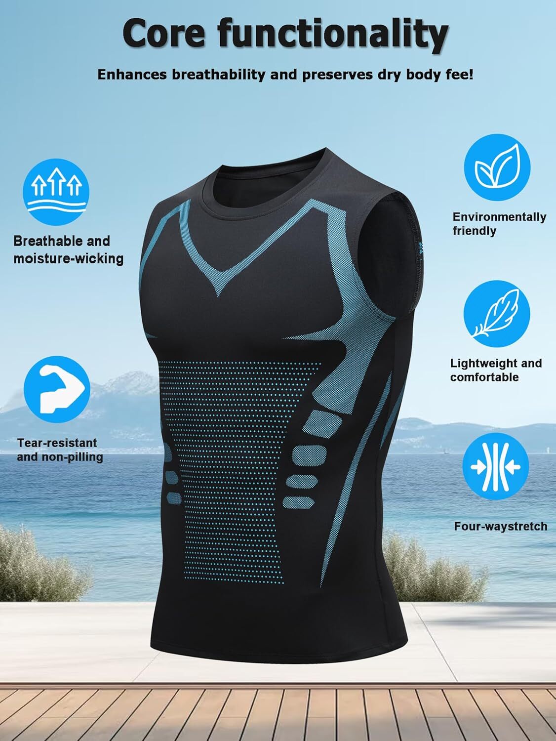Men Athletic Compression Shirt Workout Shaperluv Tank Top Base Layer Sport Vest