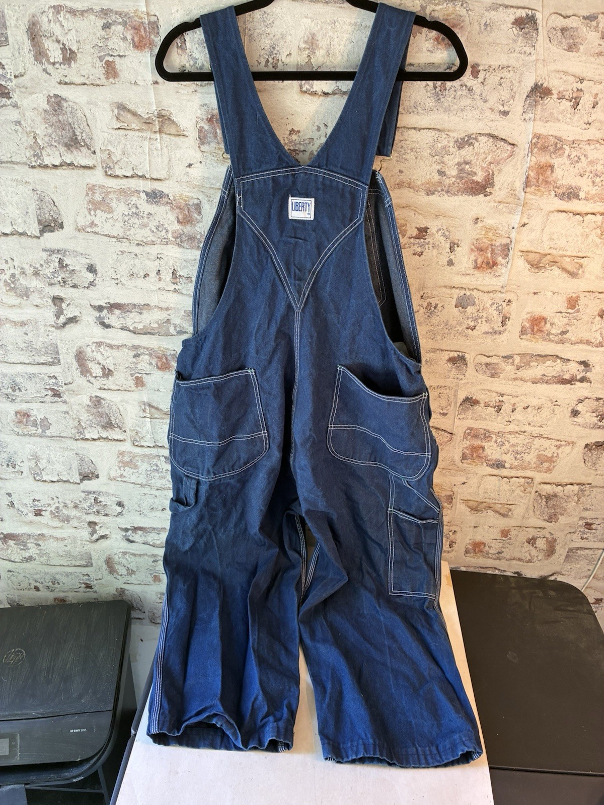 LIBERTY Overalls Men 44X22 Blue Jeans Carpenter Denim Bibs Farm Jorts shortalls