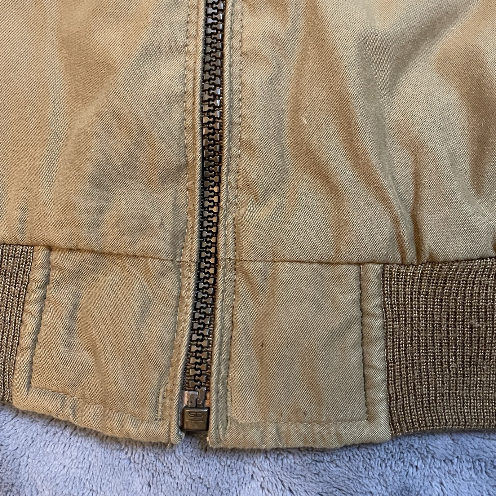 Vintage Weatherproof Bomber Jacket Windbreaker Mens XL Tan Zip Up Pockets Casual