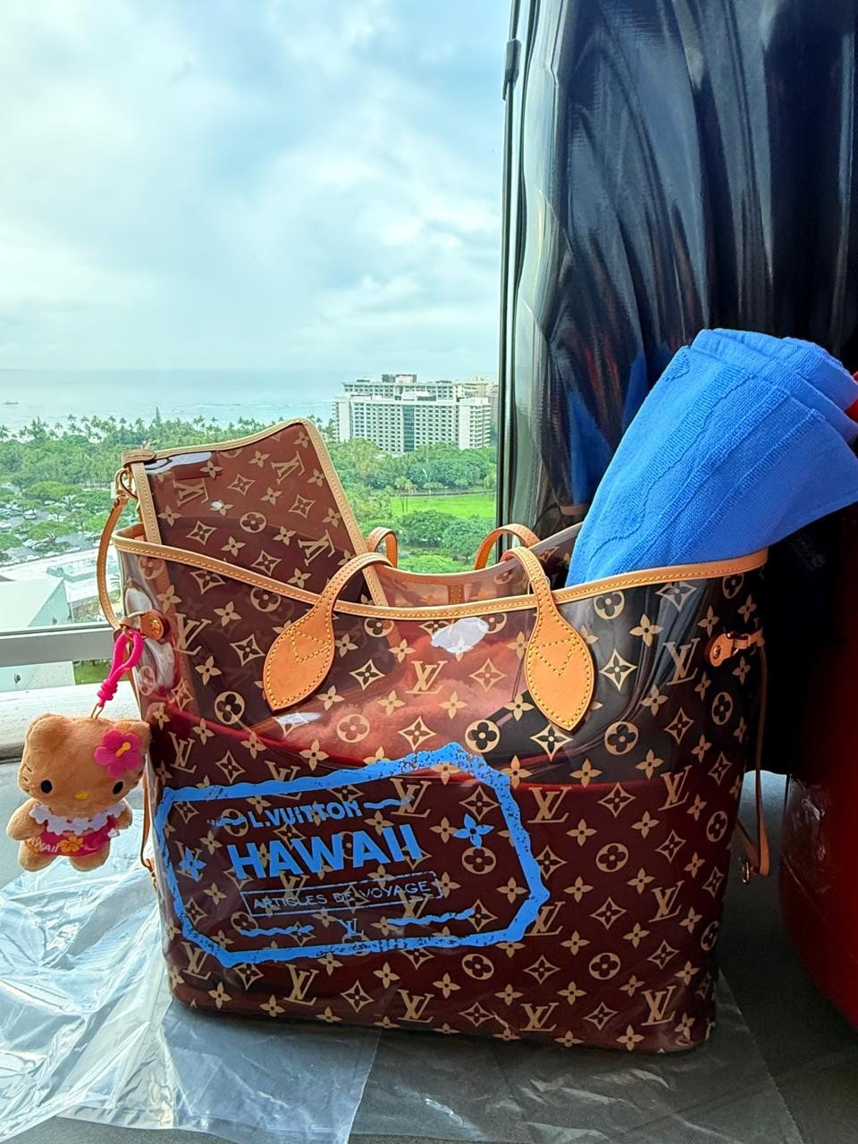 Louis Vuitton Hawaii Neverfull GM PVC Monogram Blue Towel Shoulder Bag Tote LTD