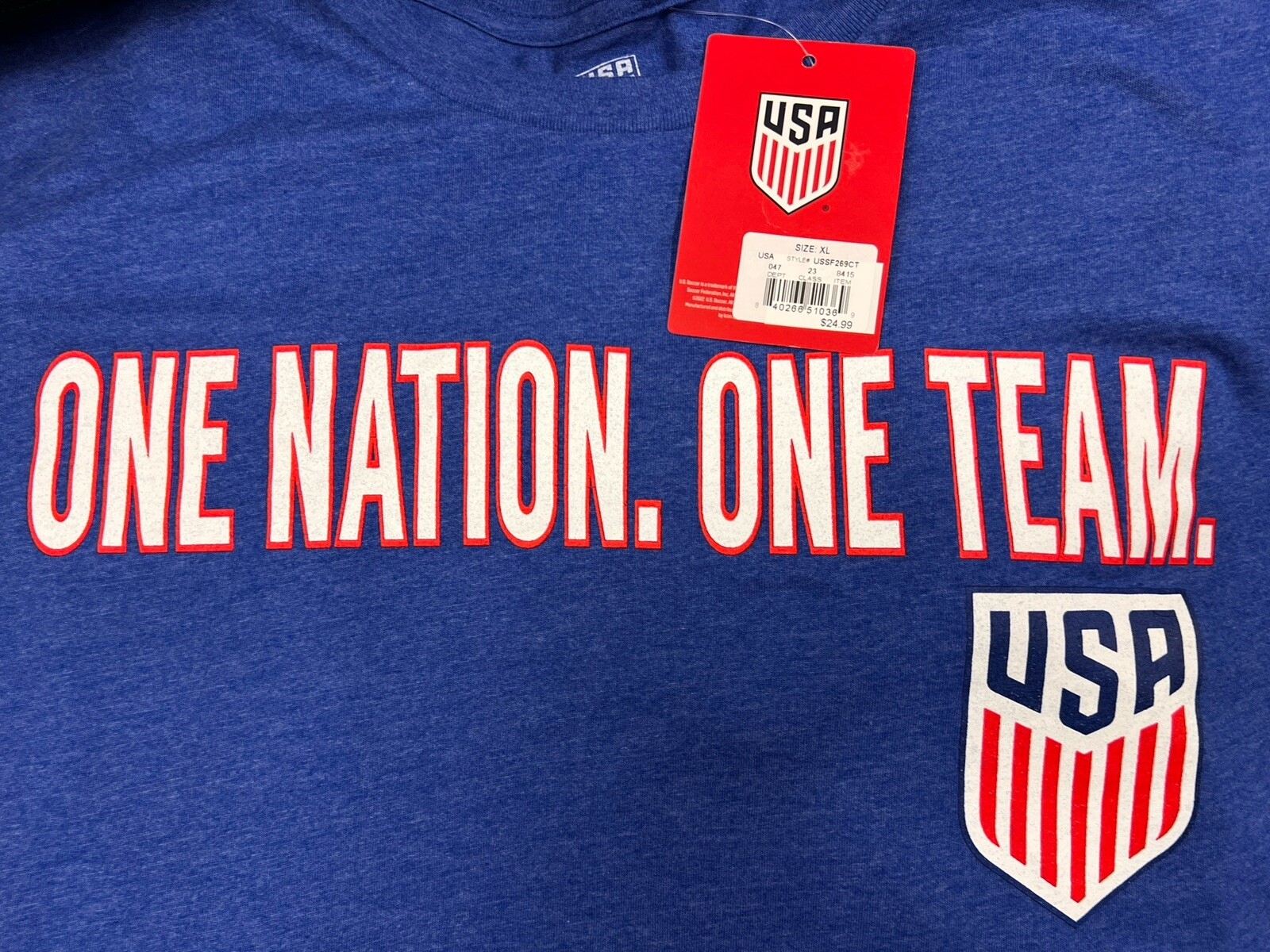 Team USA One Nation One Team T-Shirt Blue Sizes SOCCER SHIRT NEW WITH TAGS