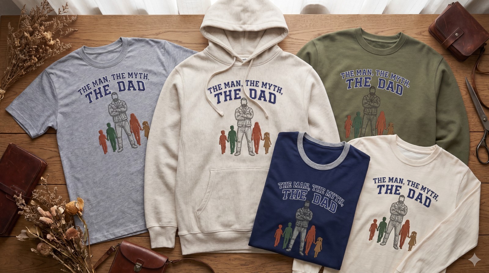 The Man The Myth The Dad Embroidered Shirt, Father’s Day Gift for Dad, Custom Da