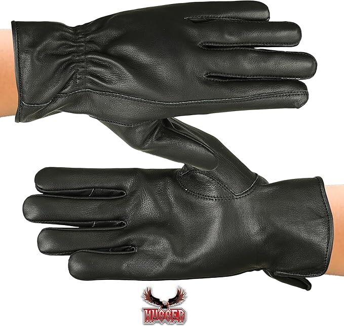 Hugger Men’s Deerskin Water Resistant Leather Gloves Driving Motorcycle Riding
