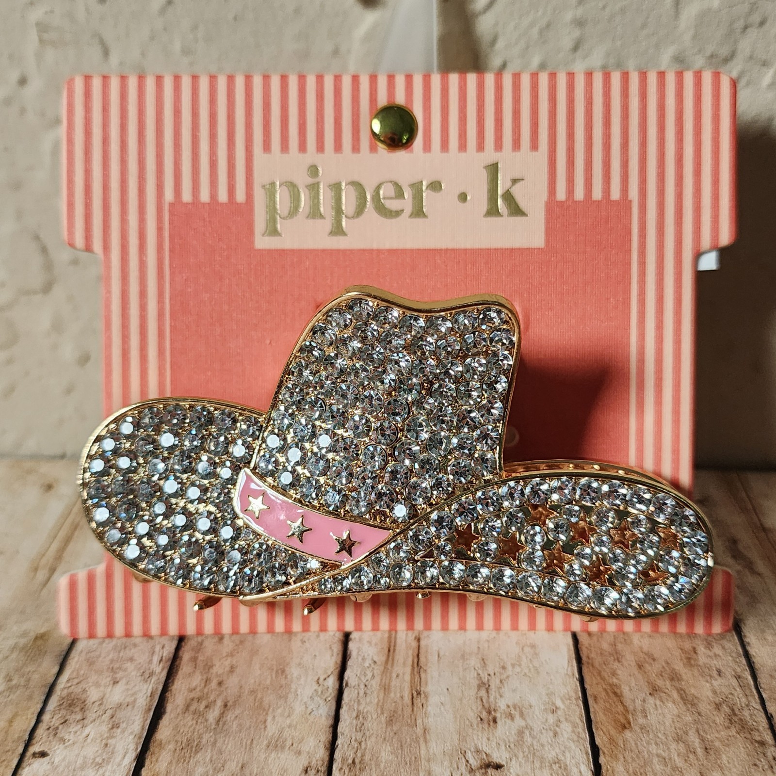 Piper K Cowgirl Hat Rhinestone Hair Claw Clip